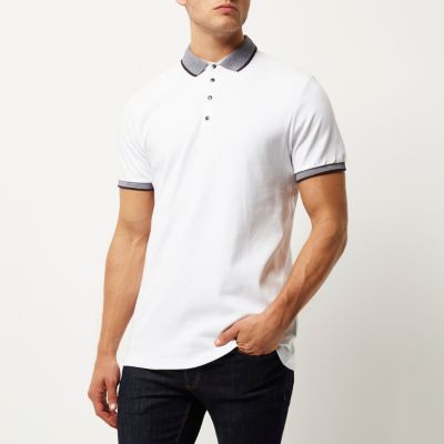 White slim fit polo shirt